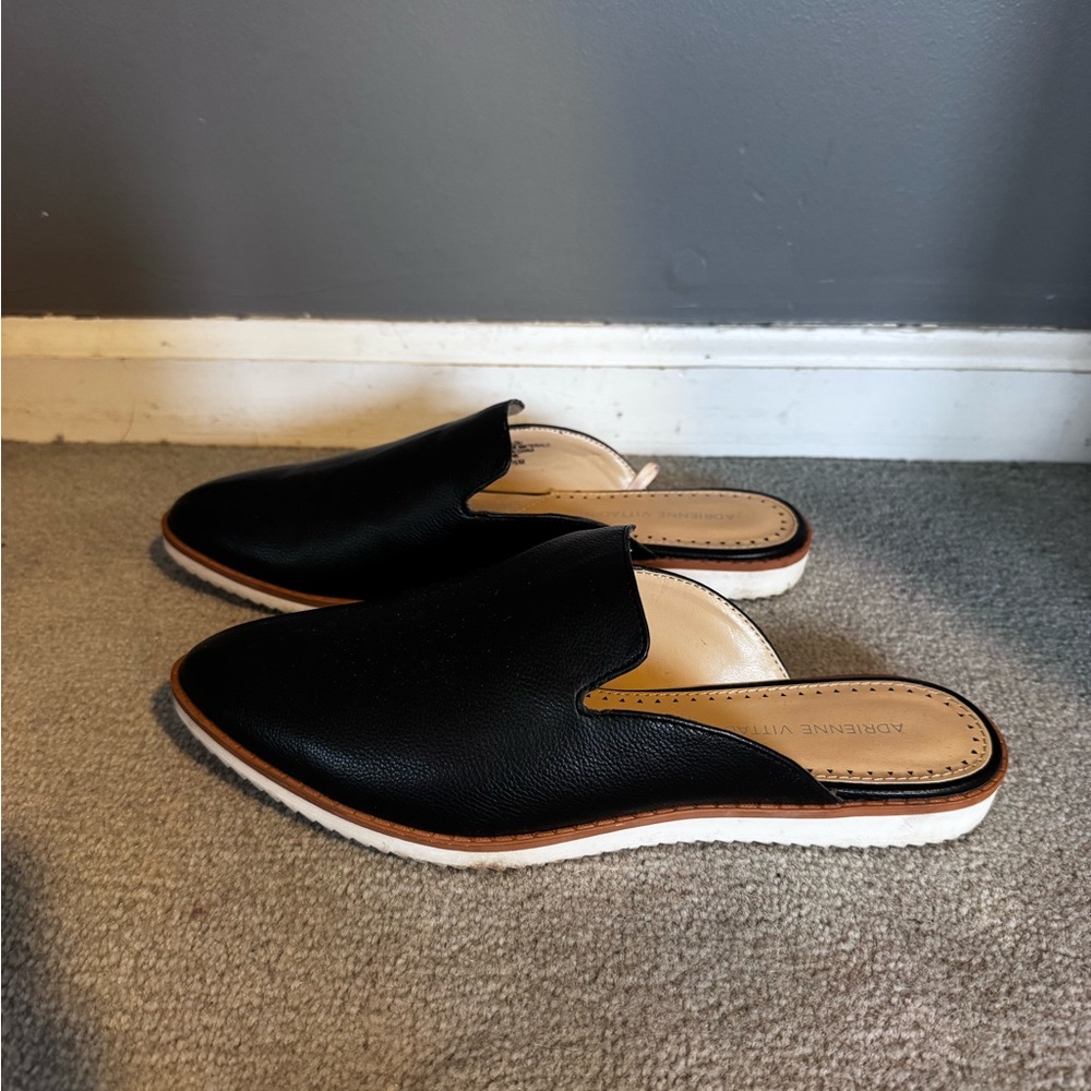 Leather Black Slip-On Mules - Picture 2 of 8